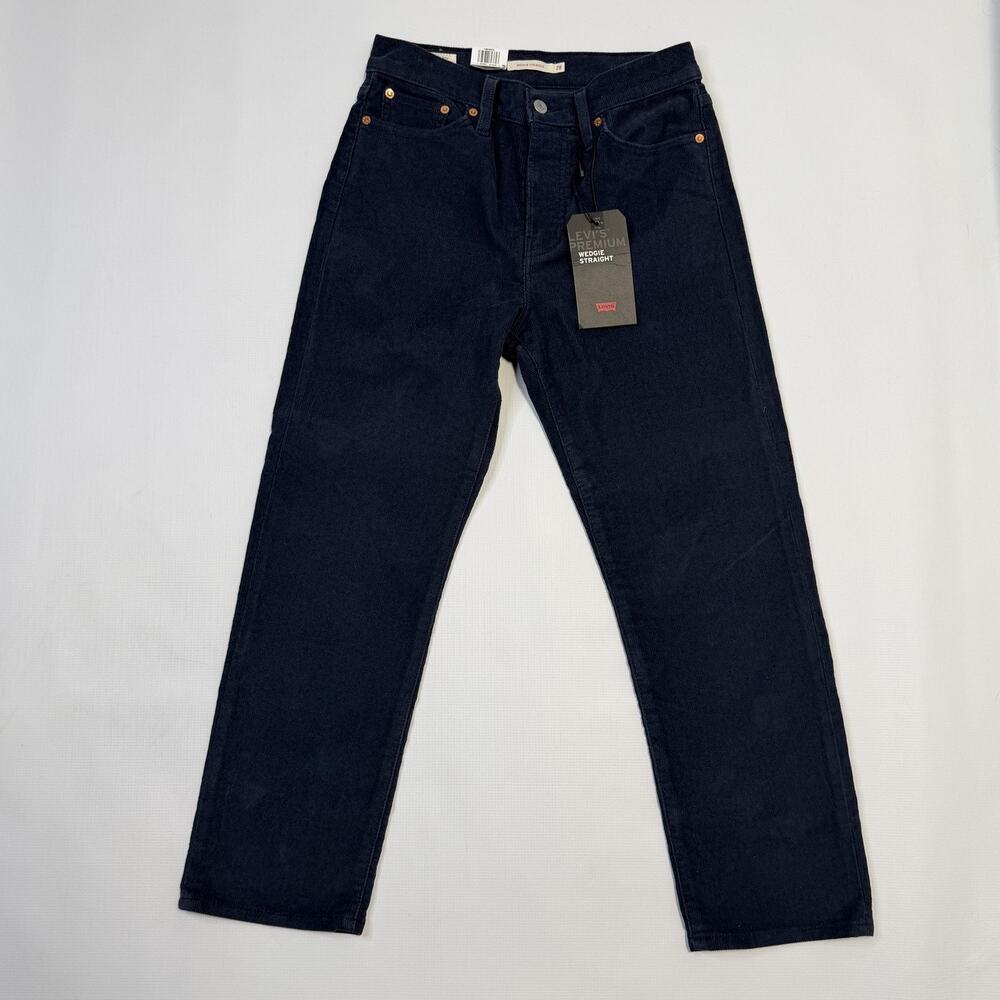 Levi's Wedgie Straight Jeans Womens 28x26 Blue High Rise Corduroy Stretch